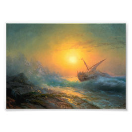 Stormy Sea in the Sunset, Aivazovsky Fototryck