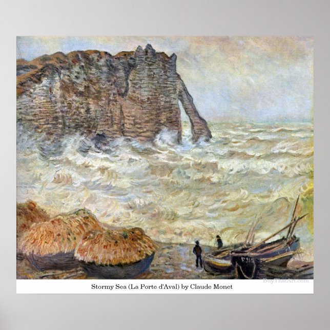 Stormy Sea (La Porte d'Aval) av Claude Monet Poster (Framsidan)