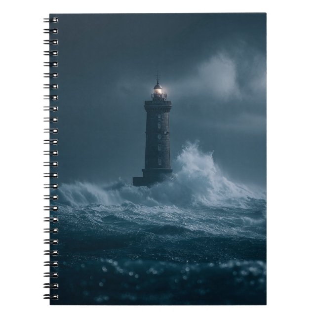 Stormy Sea Lighthouse Vinkar bärbar dator Anteckningsbok (Framsidan)