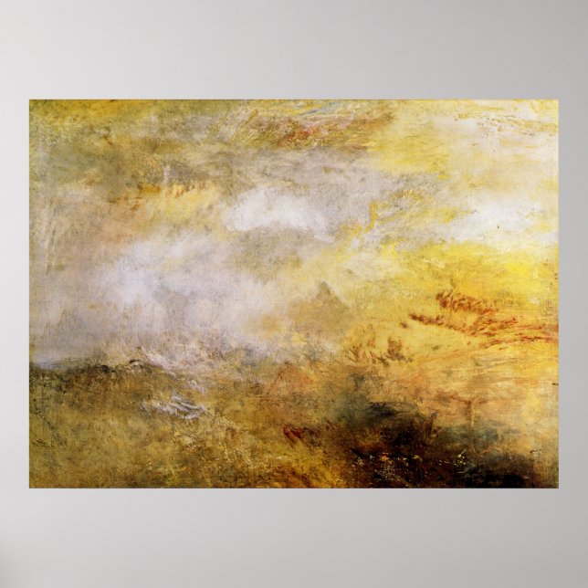 Stormy Sea med delfiner av Joseph Mallord Turner Poster (Framsidan)