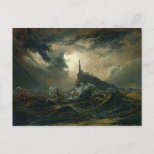 Stormy sea med fyr vykort