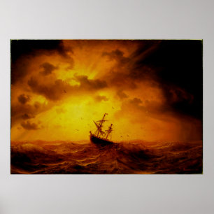Stormy Sea Old Masterbit Nature Vintage Fine Art Poster