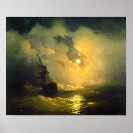 Stormy sea på natten, Aivazovsky Poster