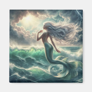 Stormy Sea Sjöjungfru Magnet