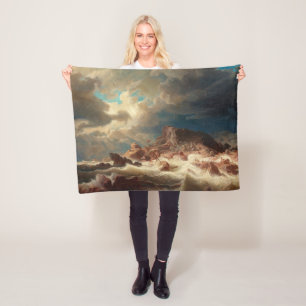 Stormy Sea with a Shipreck (av Marcus Larson) Fleecefilt