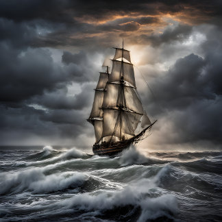 Stormy Seas - Dramatic Sailing Frakt in Ocean Canvastryck