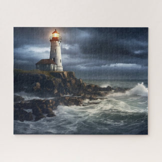 Stormy Seas Lighthouse: 16 tum x 20 tum Kustnära Pussel