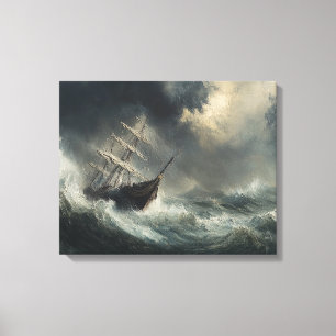 Stormy Seas Sailboat Painting Wall Art Decor Canvastryck