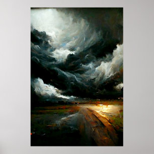 Stormy Weather Blues-Inspired-målning av moln Poster