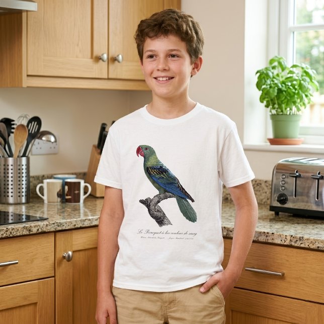 Stornäbbad parakit, Tanygnathus megalorynchos T Shirt (Great-Billed Parrot, Tanygnathus Megalorynchos. Boy Basic White T-Shirt)