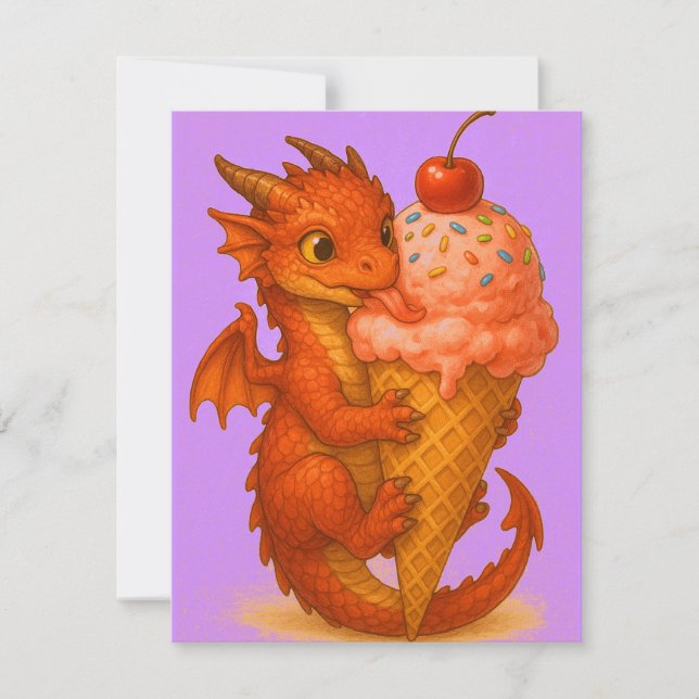 Storögd baby-elddrakar glassfantasi anteckningskort (Framsida)