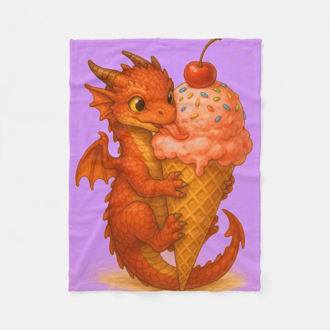 Storögd baby-elddrakar glassfantasi fleecefilt (Framsidan)