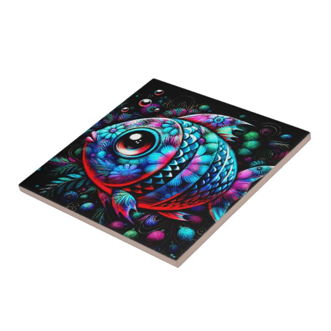 Storögd Blommigt Fiskarnas Rosa för sjöfisk, skald Kakelplatta (Sidan)