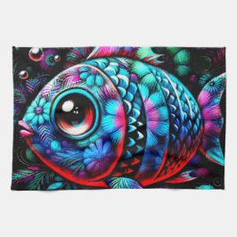 Storögd Blommigt Fiskarnas Rosa för sjöfisk, skald Kökshandduk