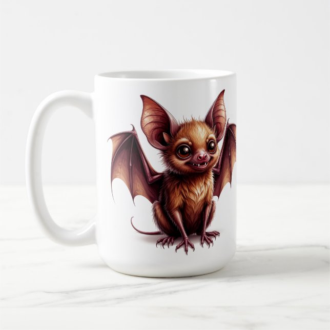 Storögd Halloweenfladdermus Maskot Karaktär 🎃 Kaffemugg (Vänster)