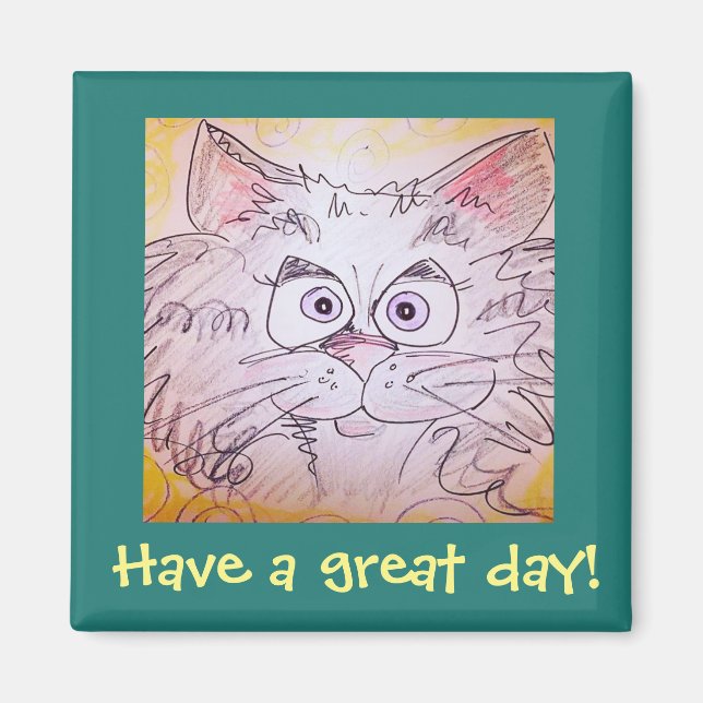 Storögd kattmagnet - blå magnet (Framsidan)