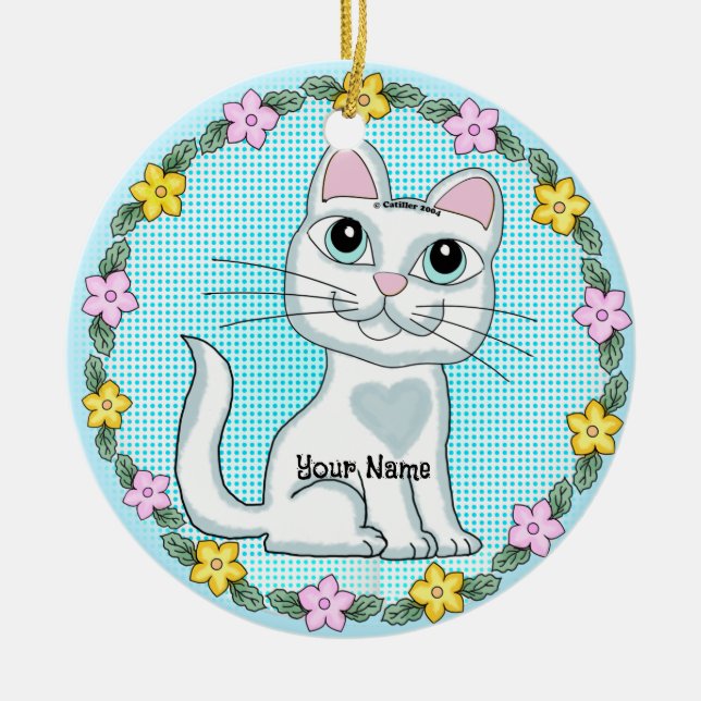 Storögd kattunge katt julgransprydnad keramik (Framsidan)