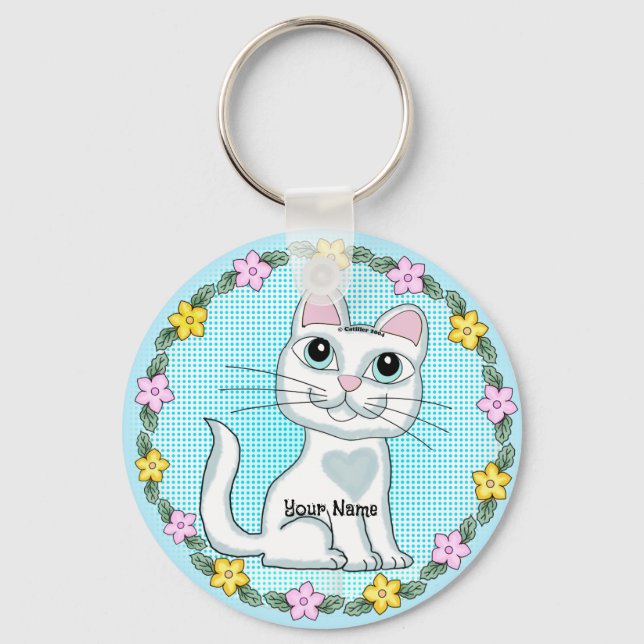 Storögd kattunge katt nyckelring (Framsida)