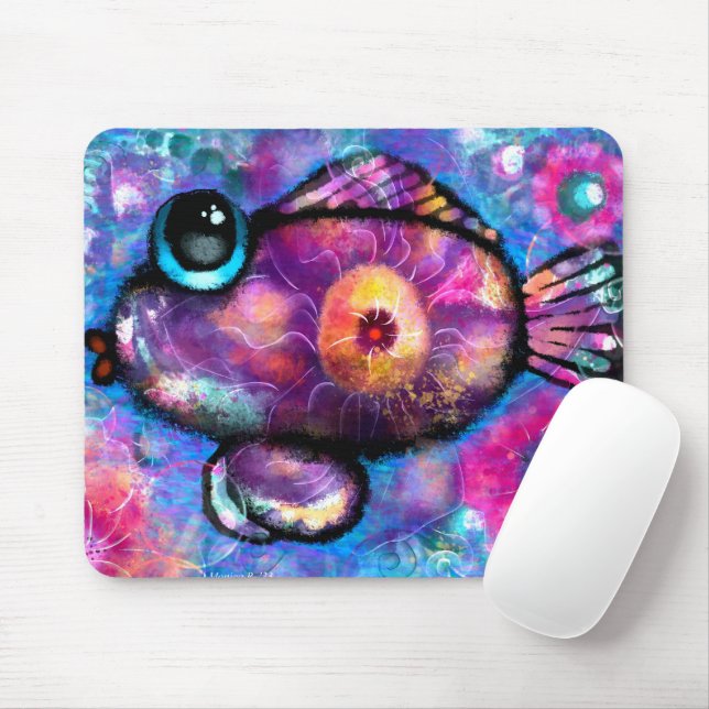 Storögd Rosa av fiskskaldjursfisk med stor Abstrak Musmatta (Med mus)