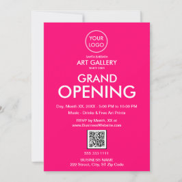Storöppnad Modern Magenta Business Logotyp QR-kod Inbjudningar