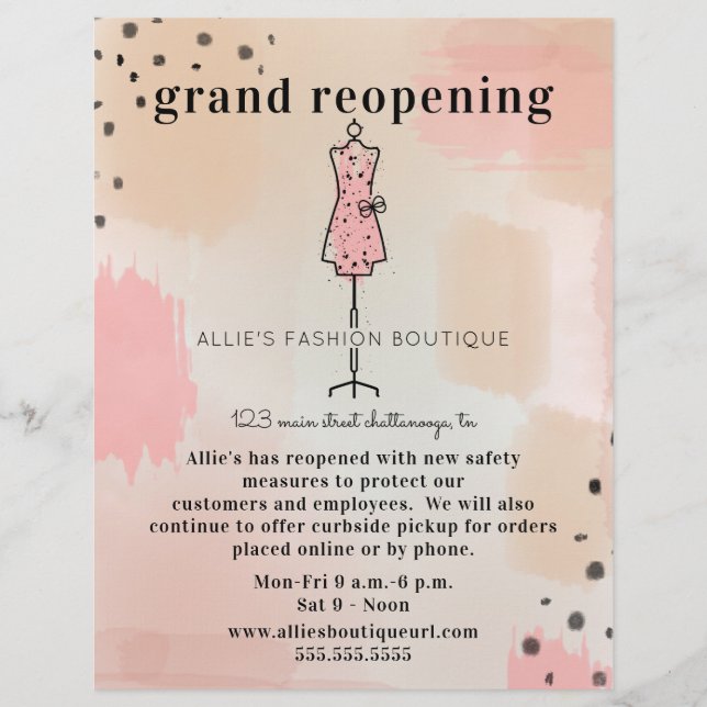 Storöppning Boutique Store-Abstrakt  Reklamblad (Framsidan)