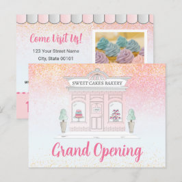 Storöppningsbageri Rosa Glitter Meddelande Vykort