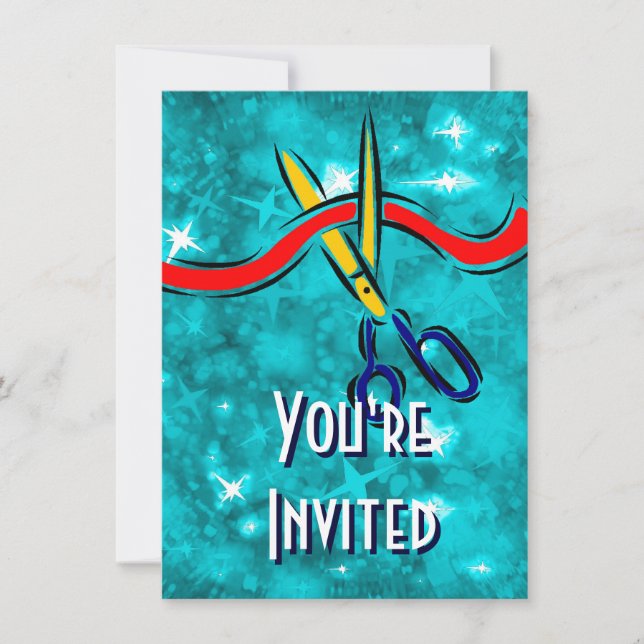 Storöppningsblått party inbjudningar (Framsida)