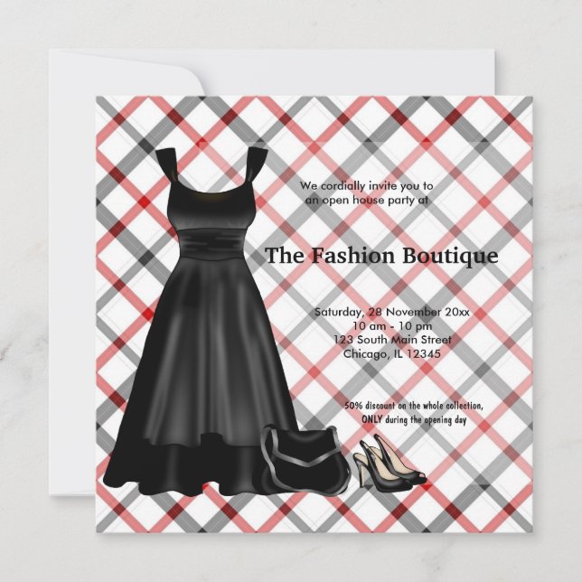 Storöppningsföretag i Mode (Black) Inbjudningar (Framsida)