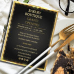 Storöppningsinbjudan för elegant Black & Guld Flygblad<br><div class="desc">Inbjudan till stora öppningar i en svart elegant och guld-design för ditt företag,  kanske en butik,  en restaurang eller en skönhetssalong. Lägg till din egen logotyp också!</div>