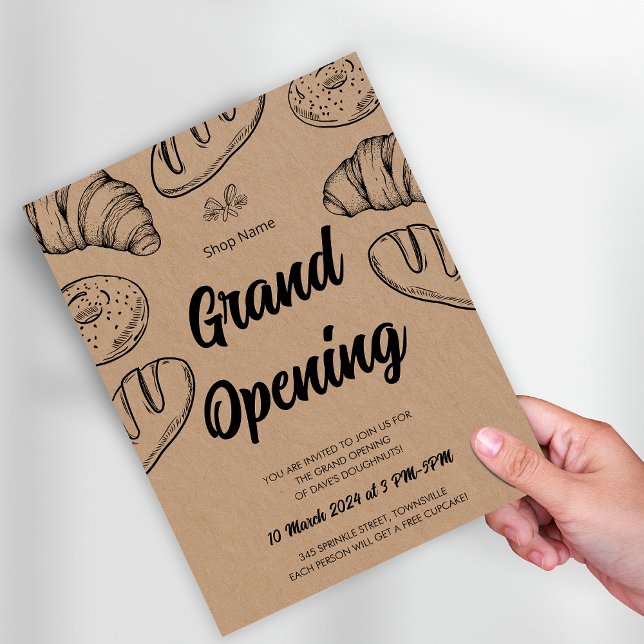 Storöppningsmall för bakverk - företag reklamblad (Pastry Bakery Business Grand Opening Template Flyer)