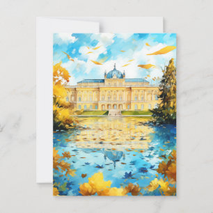 Storösterrikiska palatset reflekterat på hösten Sj Vykort