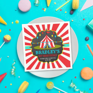 Storpopulär cirkus-karnival-kartong 1:a födelsedag pappersservett