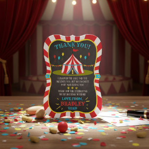 Storpopulär cirkus-karnival-kartong 1:a födelsedag tack kort