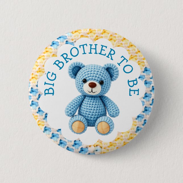 Större bror att bli | Pojkarnas baby shower Knapp (Framsida)