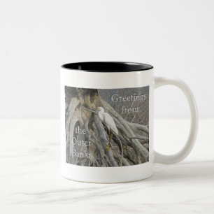 Större häger (Ardea alba) OBX Yttre banker Två-Tonad Mugg