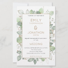 Större inbjudan till budgetflyget Guld Sage Bröllo