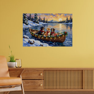 Större Schweizisk Berghund Jul Båt Semester Poster