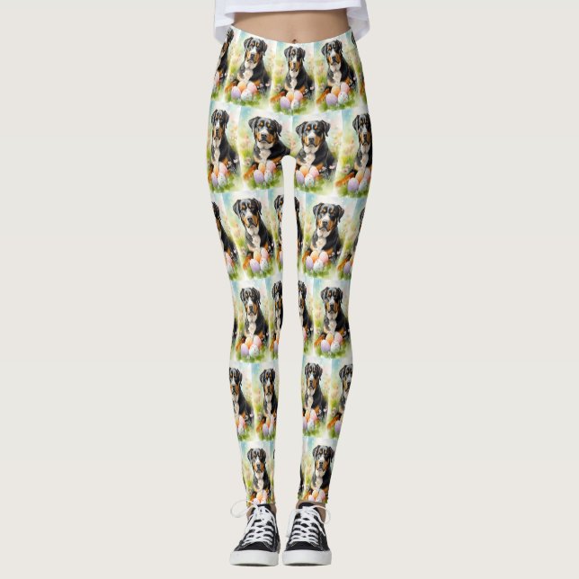 Större schweizisk bergshund med påskägg leggings (Framsida)