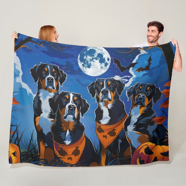 Större schweizisk Halloween kuslig Fleecefilt (På plats)