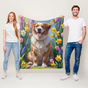 Större Schweiziska Bergshund Fjäderkonst Måleri Fleecefilt