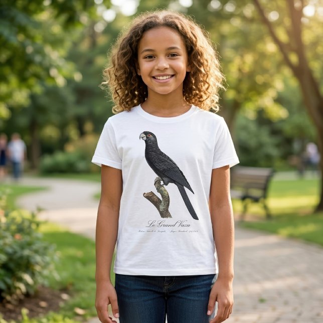 Större vasapapegoja, Coracopsis vasa Illustration T Shirt (Greater Vasa Parrot, Coracopsis Vasa Illustration. Girl Basic White T-Shirt)
