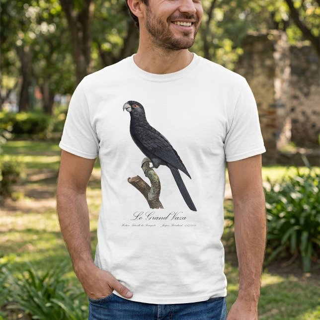 Större vasapapegoja, Coracopsis vasa Illustration T Shirt (Greater Vasa Parrot, Coracopsis Vasa Illustration. Men Basic White T-Shirt)