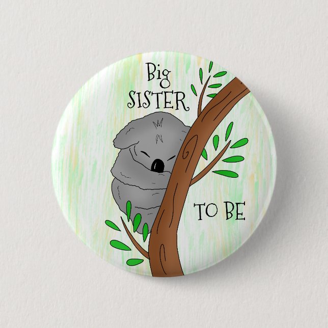 Storsister att vara | Koala Baby Shower Knapp (Framsida)