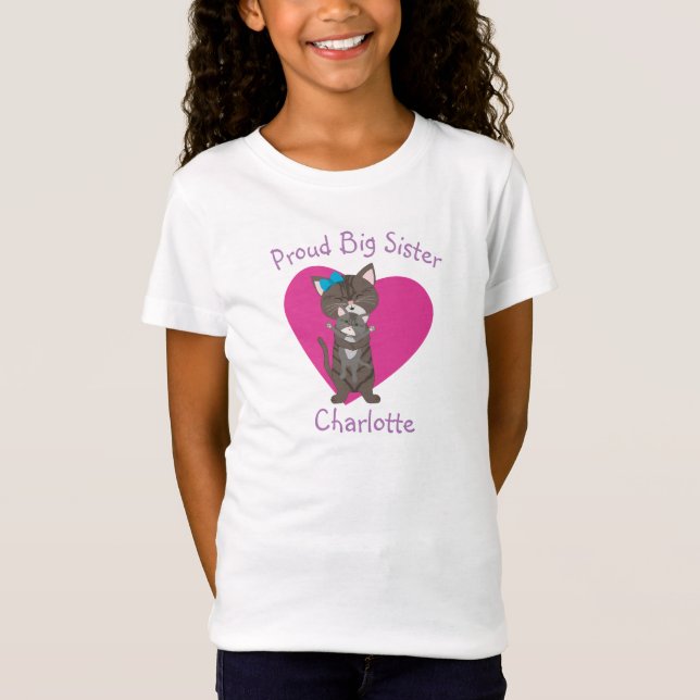 Storsister Grått Cat Personlig T-Shirt (Framsida)