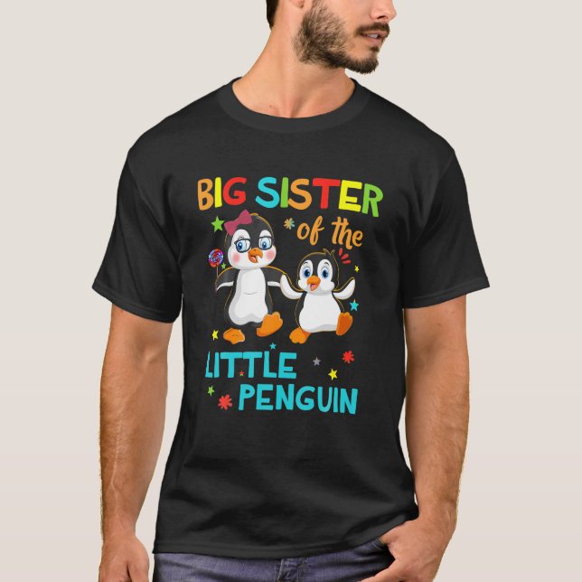 Storsister på lilla Penguin Birthday Family Shirt T Shirt (Framsida)
