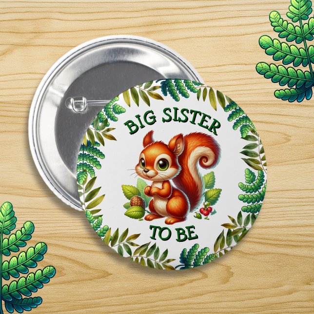 Storsister som ska | Woodland Thworthy Baby Shower Knapp (Skapare uppladdad)