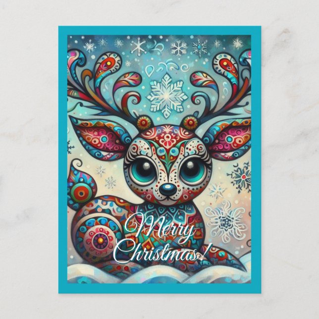 Storskalig folkkonst för julrenar i Ögon Vykort (Framsida)