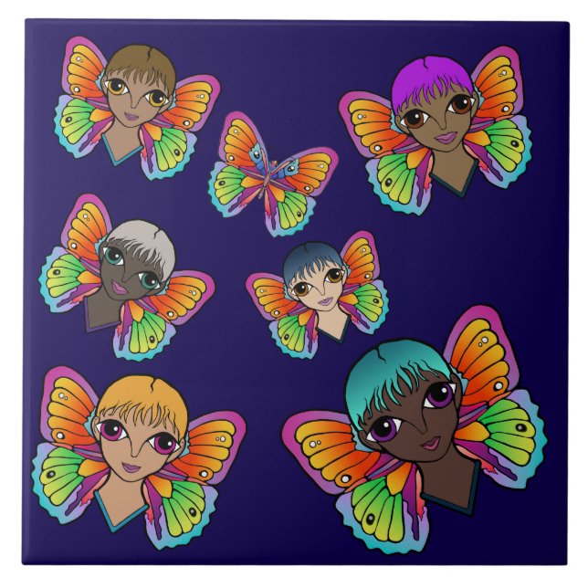 Storskalig Ögon & Butterflies-design Kakelplatta (Framsidan)