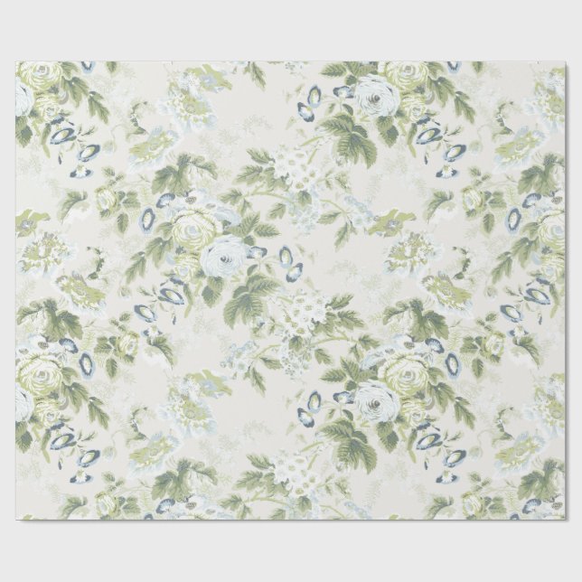 Storskalig Salvia Chintz, Cabbageros Presentpapper (Platt)