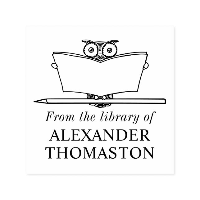 Storskalig Uggla-läsning av stora Bok Bibliotek Na Självfärgande Stämpel (Design)